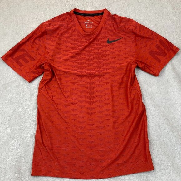 Nike Mens Dri-Fit T-Shirt Small Activewear Athletic Short Sleeve Red Mesh Casual - Picture 9 of 10
